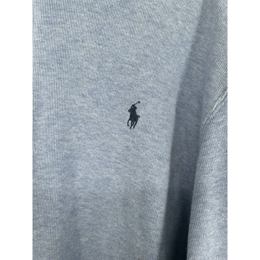 Polo Ralph Lauren‎ Sweater Leather Tab Quarter 1/4 Zip Pullover Light Blue 2XL